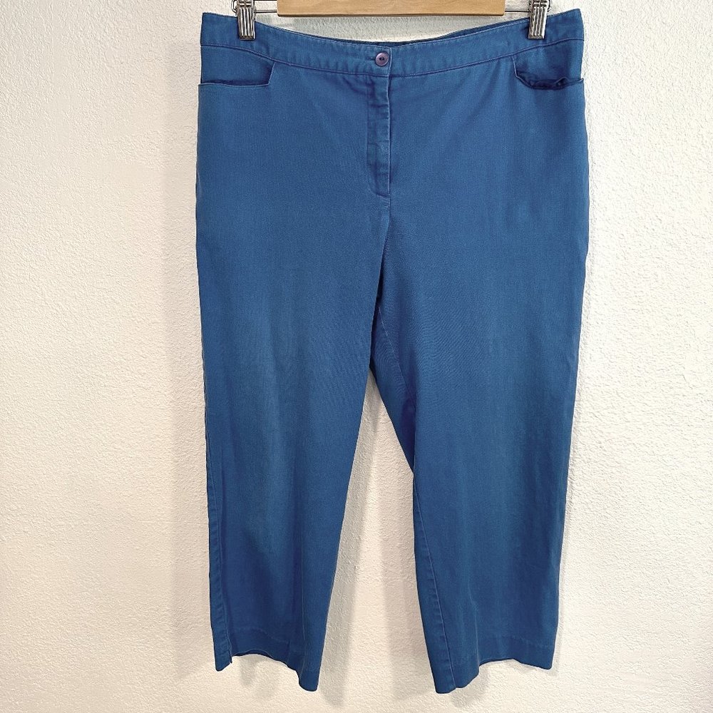 EP Pro Golf Pants Casual Cropped Blue Stretch Flat Front W32"xL22" Women Size 12